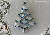 Vintage Gerry's Silver Christmas Tree with Garland Blue and Green Pin