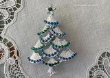 Vintage Gerry's Silver Christmas Tree with Garland Blue and Green Pin