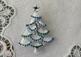 Vintage Gerry's Silver Christmas Tree with Garland Blue and Green Pin