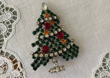 Vintage KJL Rhinestone Christmas Tree Pin with Moving Garland