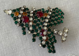 Vintage KJL Rhinestone Christmas Tree Pin with Moving Garland