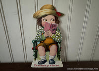 Antique Mechanical Little Boy Reading Valentine's Card Germany