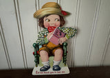 Antique Mechanical Little Boy Reading Valentine's Card Germany