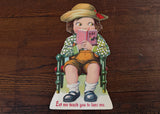 Antique Mechanical Little Boy Reading Valentine's Card Germany