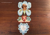 Victorian Die-Cut 3 Part Hanging Valentines Card Mastiff Dog Cherub and More