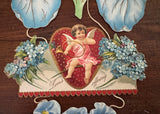 Victorian Die-Cut 3 Part Hanging Valentines Card Mastiff Dog Cherub and More