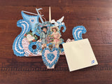 Antique 3 D Die-Cut Valentine's Card Forget-Me-Not Gondola