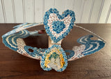 Antique 3 D Die-Cut Valentine's Card Forget-Me-Not Gondola