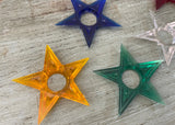 7 Vintage Plastic Star Christmas Tree Bulb Reflectors