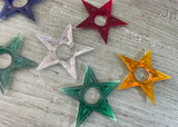 7 Vintage Plastic Star Christmas Tree Bulb Reflectors