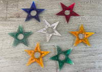 7 Vintage Plastic Star Christmas Tree Bulb Reflectors