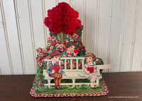 Antique Die-Cut Pop-Up Honeycomb Valentine Apple Blossoms Children