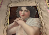 Antique Edwardian Woman Die-Cut Card Ephemera - The Pink Rose Cottage 