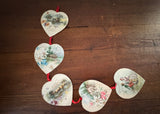 Vintage  Die-Cut Hanging Floral Hearts Valentines Day Card - The Pink Rose Cottage 