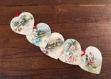 Vintage  Die-Cut Hanging Floral Hearts Valentines Day Card - The Pink Rose Cottage 