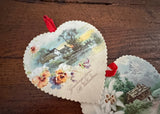 Vintage  Die-Cut Hanging Floral Hearts Valentines Day Card - The Pink Rose Cottage 