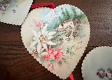 Vintage  Die-Cut Hanging Floral Hearts Valentines Day Card - The Pink Rose Cottage 