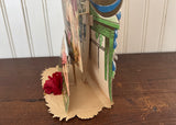 Antique Die-Cut Pop-Up Valentine's Card Cupid Cherub Blue Roses