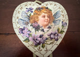 Antique Triple Heart Hanging Die-Cut Valentines Greeting Card