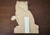 Antique Valentine's Card Die-Cut Mechanical Gray Cat