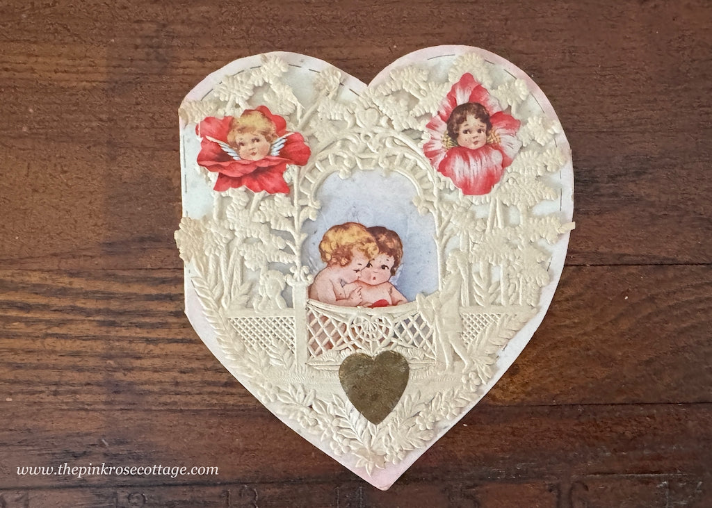1918 Antique Valentine's Day Card Cherubs and Children
