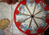 Antique Honeycomb Die-Cut Mechanical Cupid Wheel of Love Valentine Card