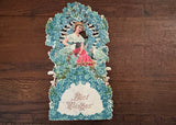 Antique Greeting Card Die-Cut Pop-Up Woman and Doves Germany