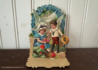 Antique Victorian Boy and Girl Valentine's Day Pop-Up Card Germany