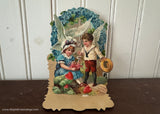 Antique Victorian Boy and Girl Valentine's Day Pop-Up Card Germany