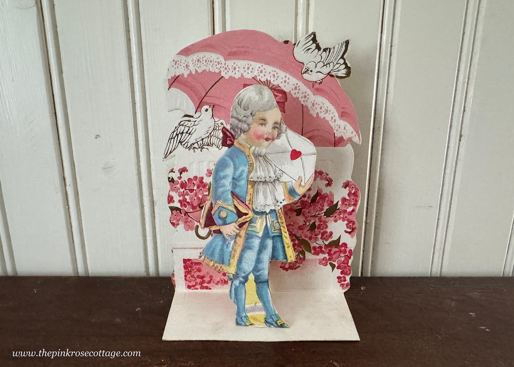 Vintage Pop-Up Valentine's Card Boy with Love Letter and Doves