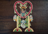 Antique Die-Cut Valentine's Day Card Boy and Kittens Germany
