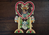 Antique Die-Cut Valentine's Day Card Boy and Kittens Germany