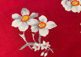 Set of 6 Vintage Wilendur Napkins Narcissus Daffodil on Red