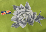 Unused Vintage Chartreuse Wilendur Gardenia Tea Towel with Tag