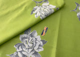 Unused Vintage Chartreuse Wilendur Gardenia Tea Towel with Tag