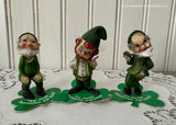 Set of 3 Vintage Enesco St. Patrick's Day Leprechaun Figurines - The Pink Rose Cottage 