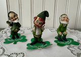 Set of 3 Vintage Enesco St. Patrick's Day Leprechaun Figurines - The Pink Rose Cottage 