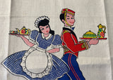 NWT Vintage Whimsical Paragon Maid and Bell Boy Tea Towel