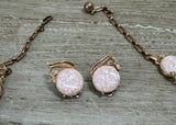 Vintage 1950's White Glitter Thermoset Necklace Earrings and Bracelet - The Pink Rose Cottage 