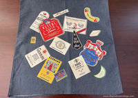 Unused Vintage Wilendur Liquor Labels Charcoal Tea Towel
