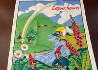 Unused Leprechauns of Ireland Tea Towel Toadstools and Flowers