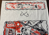 Vintage Paule Loring King's Head Tea Towel Boats American Indian and More
