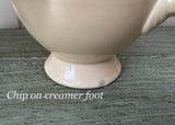 Vintage Ivory Fiesta Covered Sugar Bowl and Stick Handled Creamer - The Pink Rose Cottage 