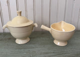 Vintage Ivory Fiesta Covered Sugar Bowl and Stick Handled Creamer - The Pink Rose Cottage 