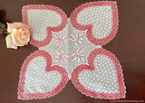 Vintage Valentine's Day Ruffled Hearts and Bows Handkerchief