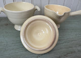 Vintage Ivory Fiesta Covered Sugar Bowl and Stick Handled Creamer - The Pink Rose Cottage 