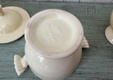 Vintage Ivory Fiesta Covered Sugar Bowl and Stick Handled Creamer - The Pink Rose Cottage 