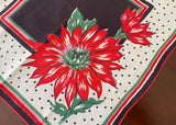 Red Dahlia Vintage Handkerchief with Polka Dots