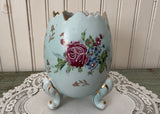 Vintage Napcoware Egg Shaped Vase Blue with Pink Roses