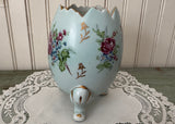 Vintage Napcoware Egg Shaped Vase Blue with Pink Roses
